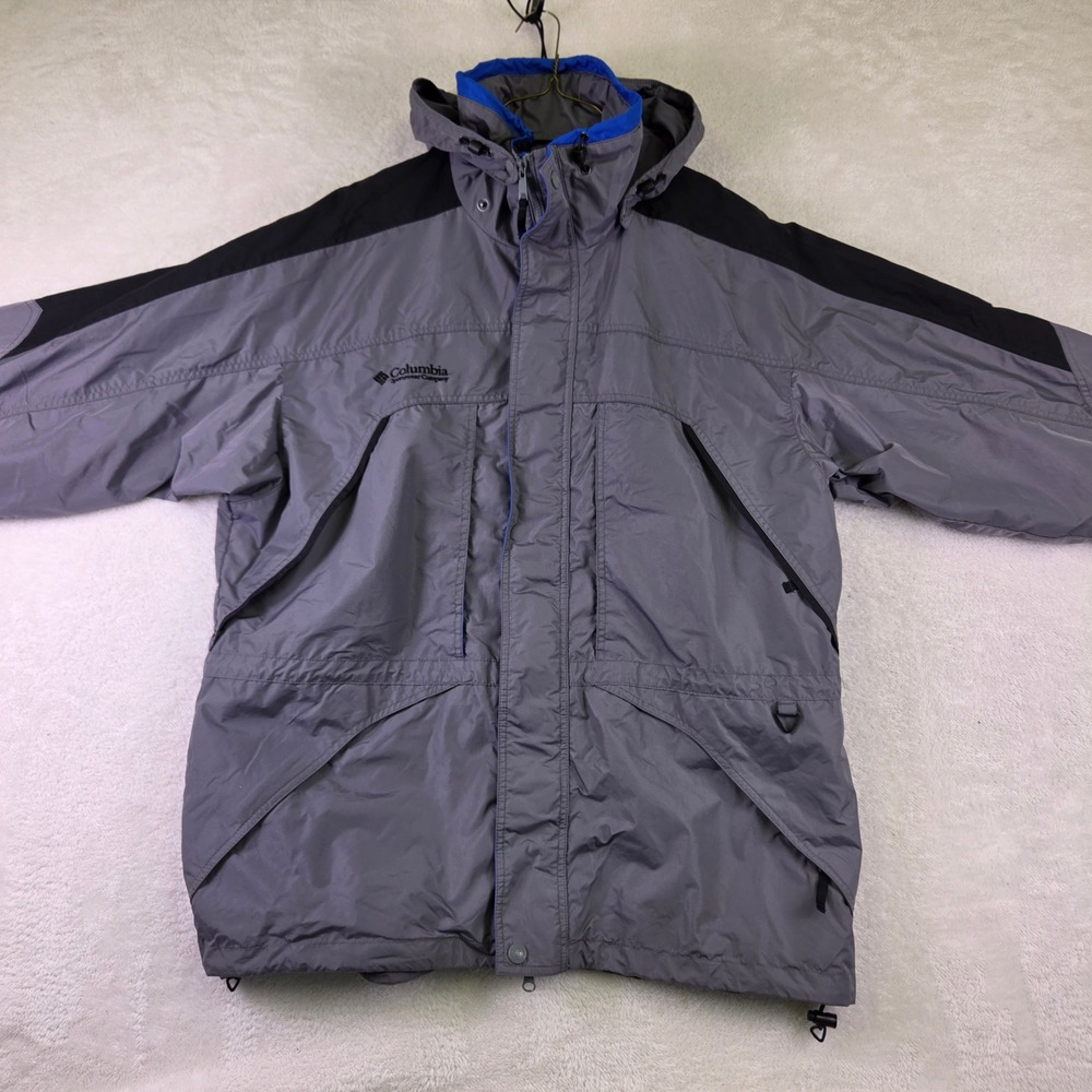 Columbia Sportswear Mens Hooded Shell Jacket Gray Black Colorblock Large